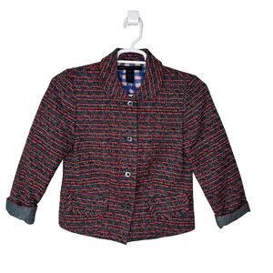Marc by Marc Jacobs Women's Small Blazer Short Coat Tweed Red Blue Button Up EUC
